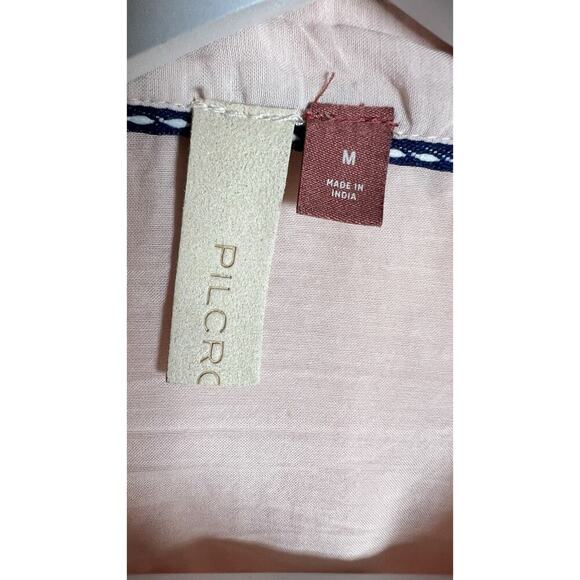 Anthropologie Pilcro Henley Womens Medium Boxy Boho Blouse Peach Cotton Blend‎ - Picture 10 of 11